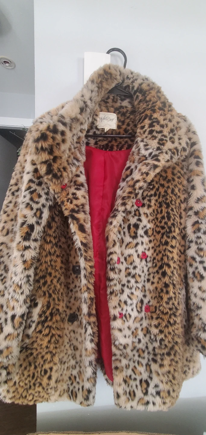 White Crow Faux Fur Leopard Print Coat