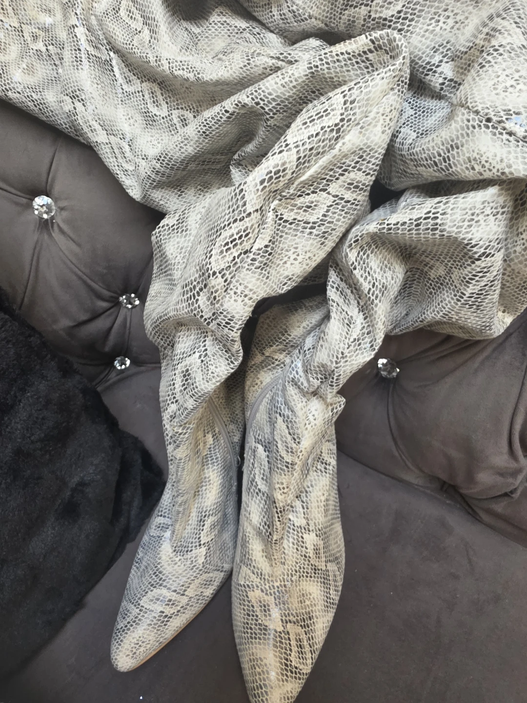 Snakeskin Print Over-the-Knee Boots