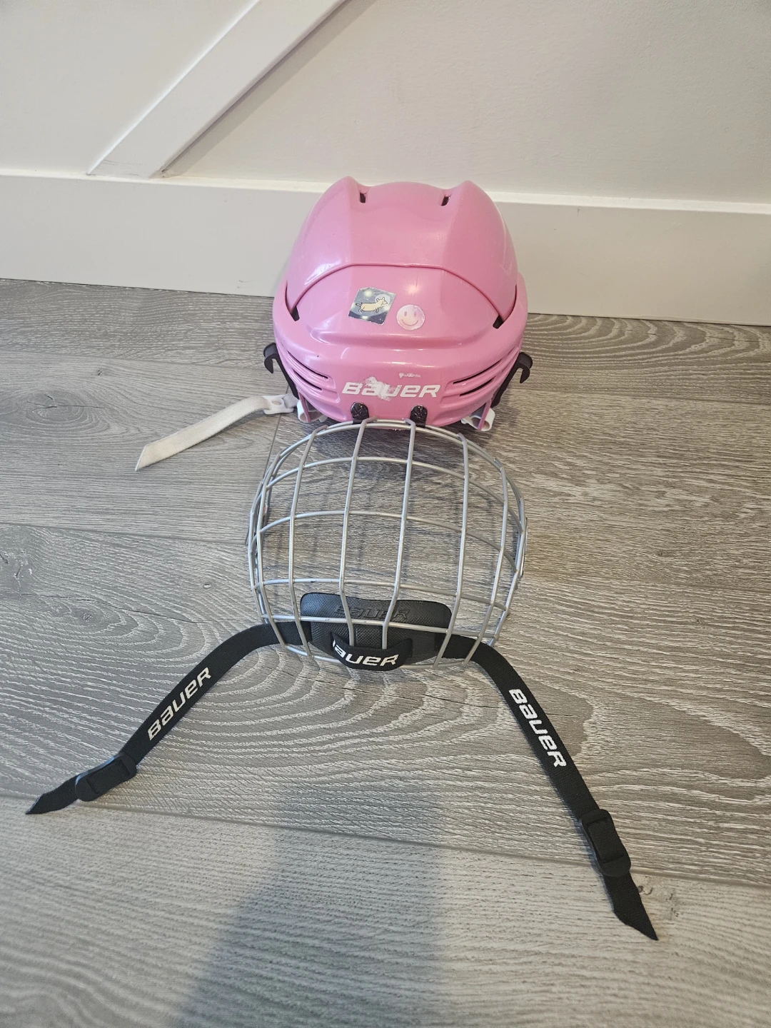 Bauer Pink Hockey Helmet with Cage