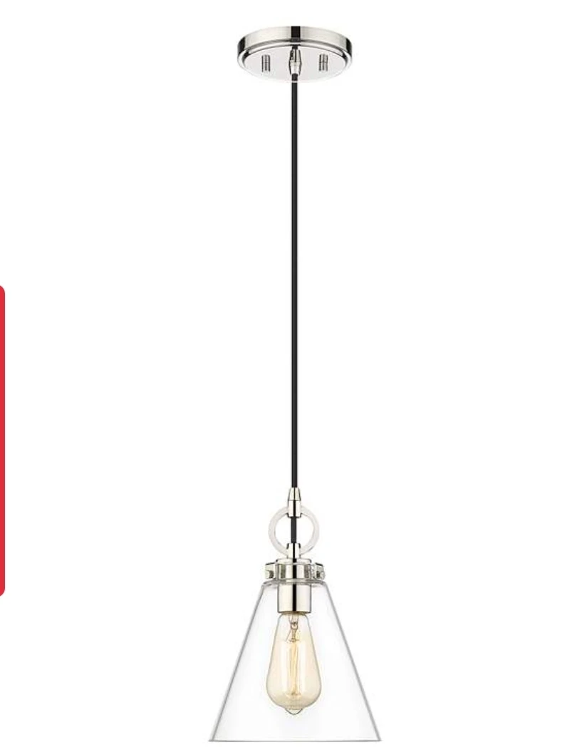 Clear Glass Pendant Light with Polished Nickel - photo 5
