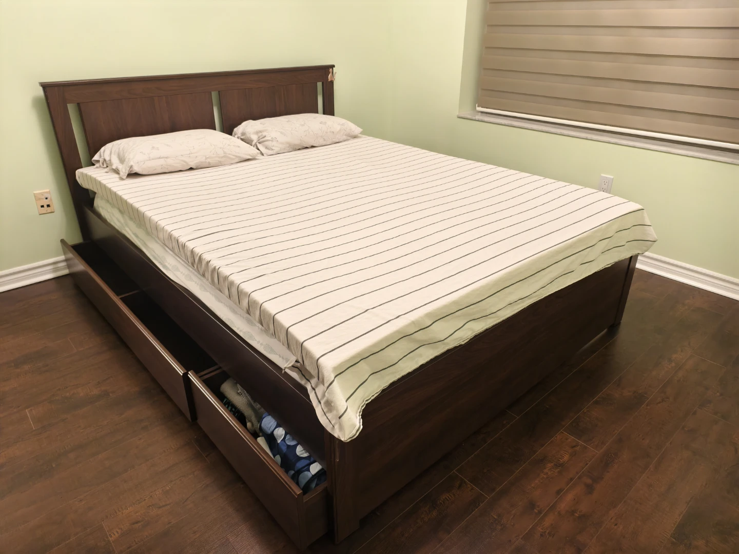 IKEA Songesand Queen Bed Frame with 2 Storage Boxes