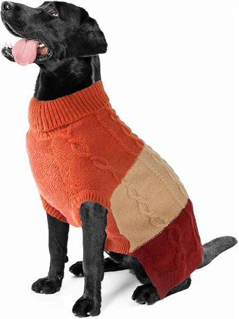 Colour Block Cable Knit Dog Sweater size S
