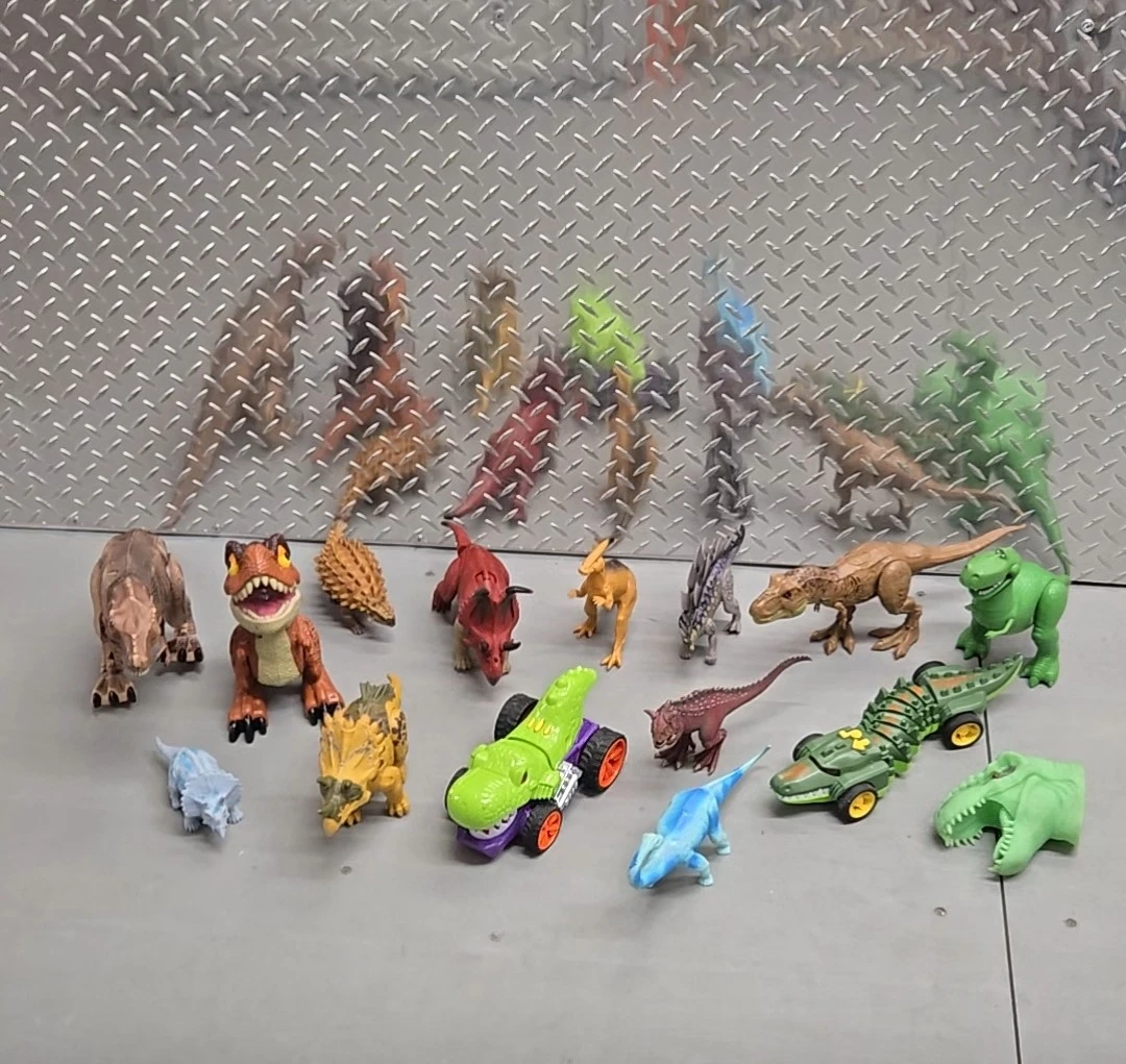 Huge 15pc Dinosaur Toy Figure & Monster Truck Lot