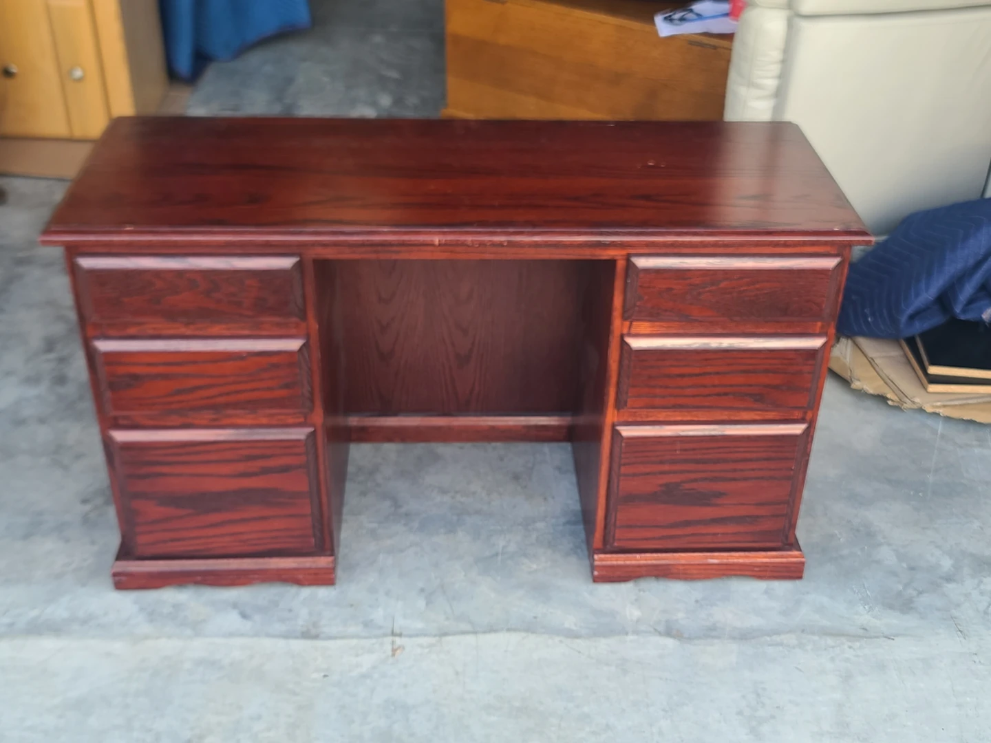Dark Wood Vanity Desk with Mirror