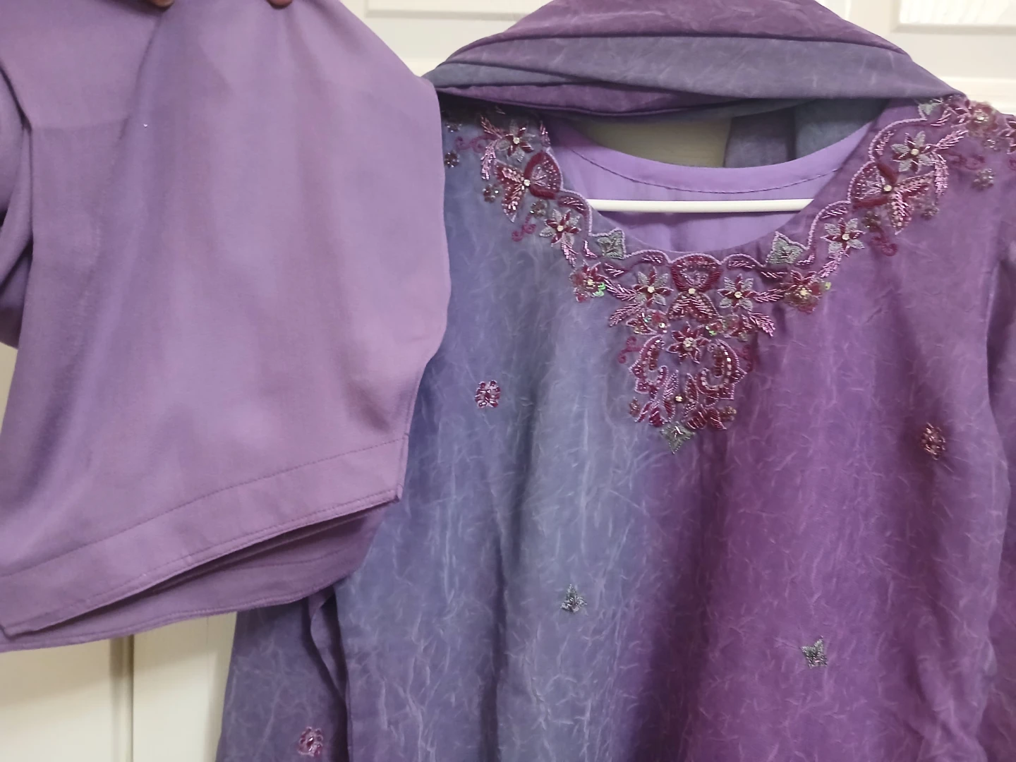 Crinkle shafoon lavender purple Indian/ Pakistani 3 piece - photo 4