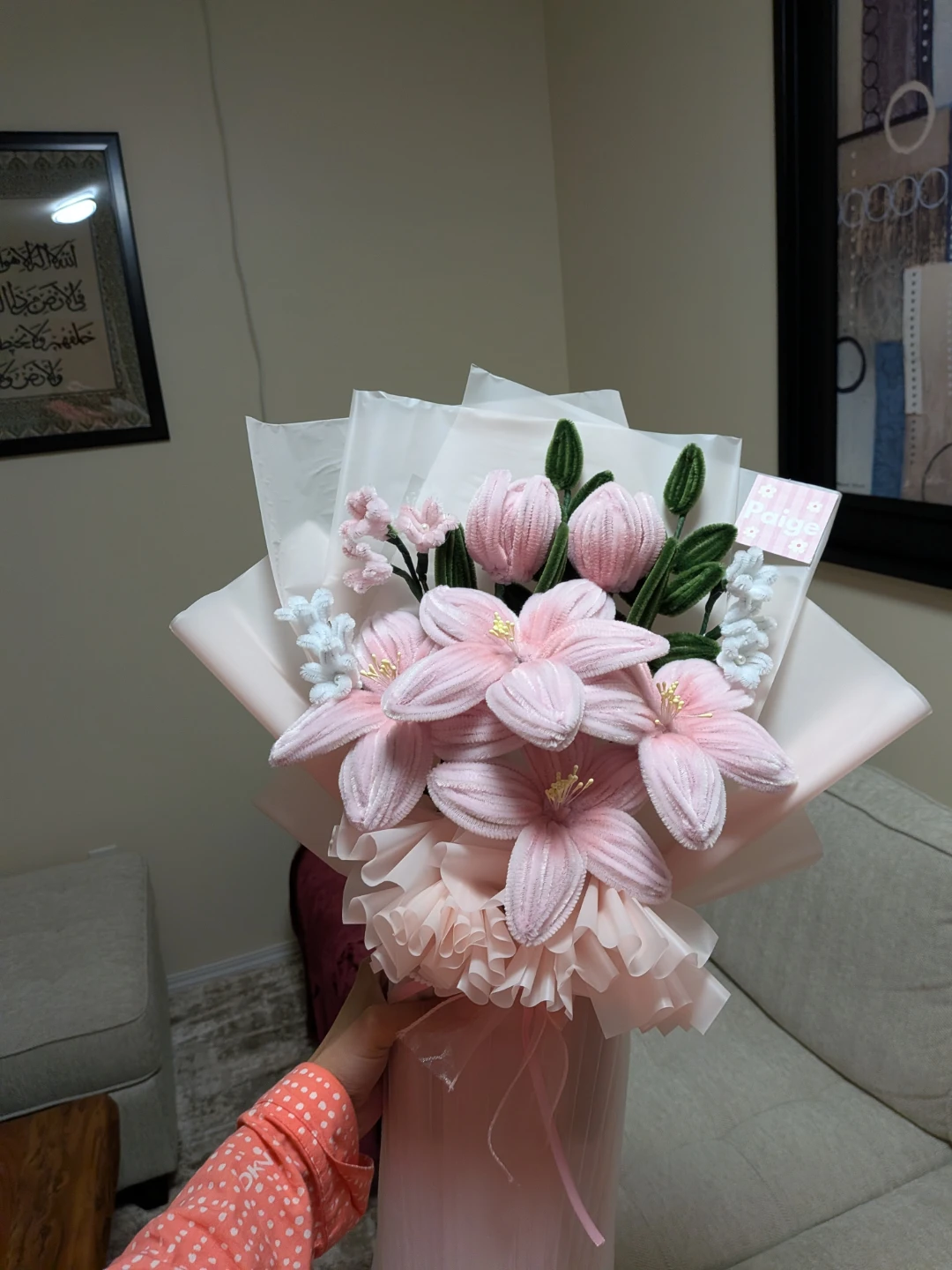 Nush Handmade Pink Pipe Cleaner Flower Bouquet - photo 3