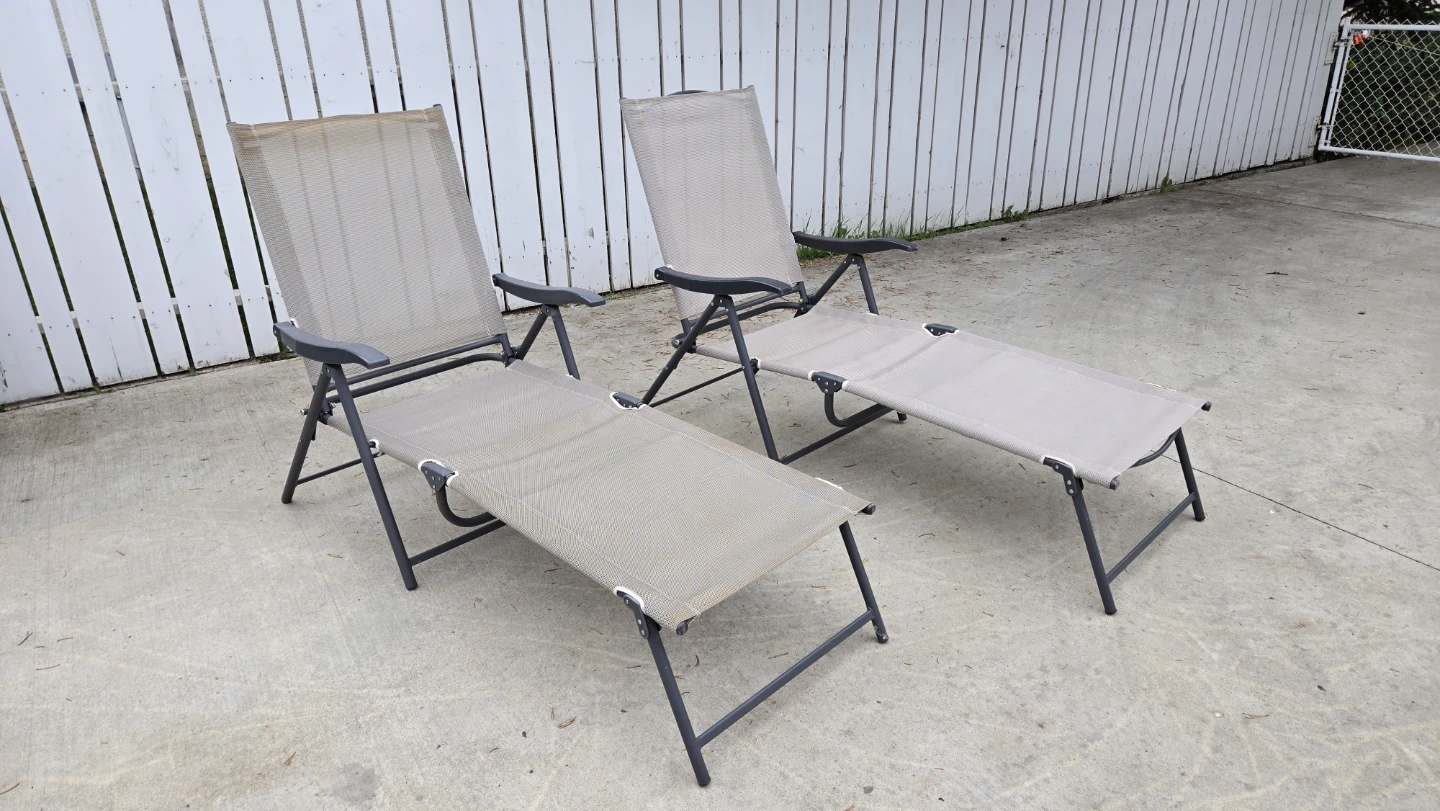 Folding Chaise Lounger Chair (Set of 2)