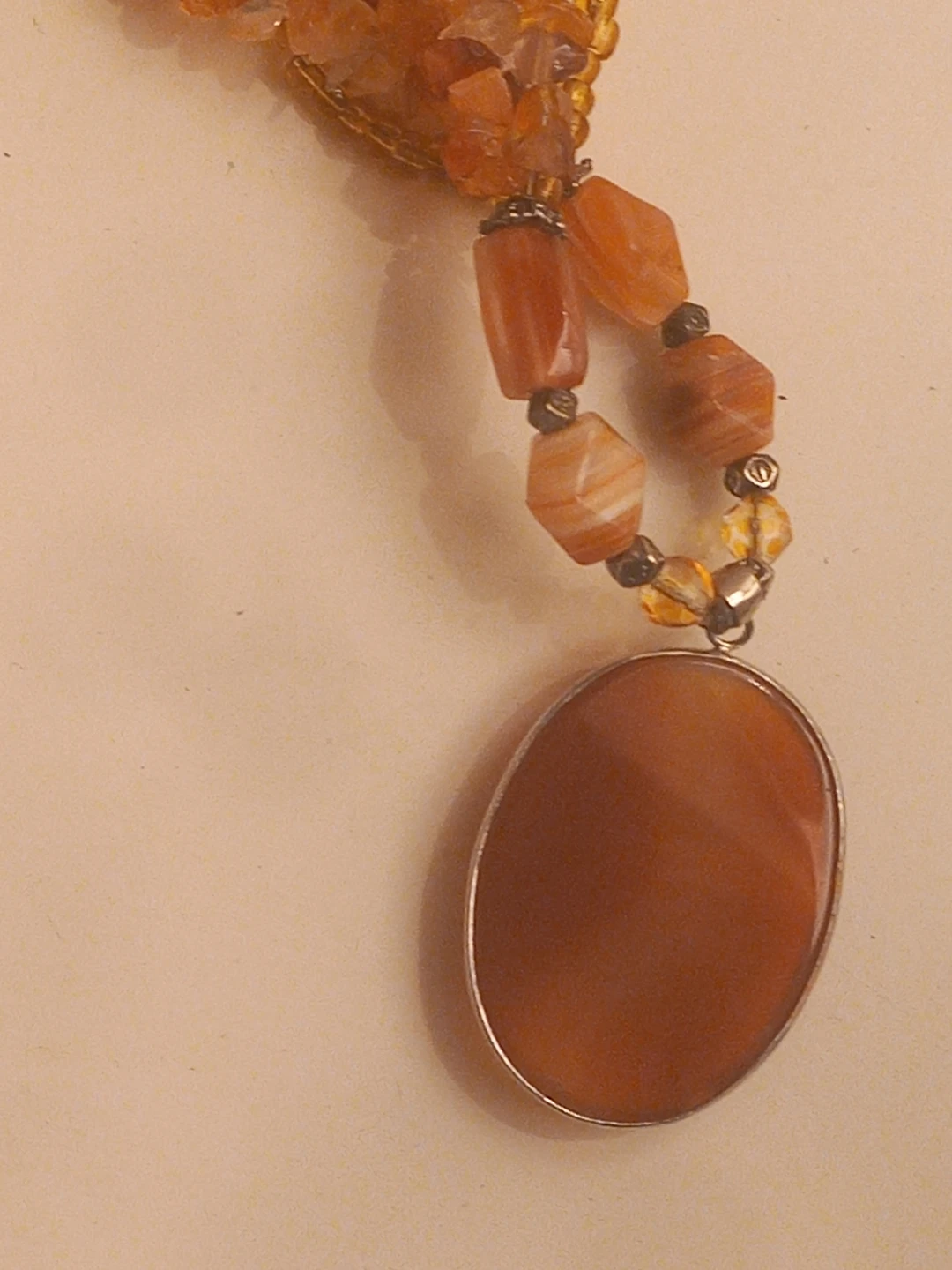 Orange Agate Stone Beaded Necklace - photo 3