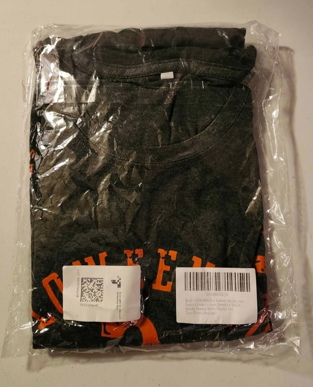 Halloween Town Pumpkin Graphic T-Shirt Grey 🏈 - photo 3