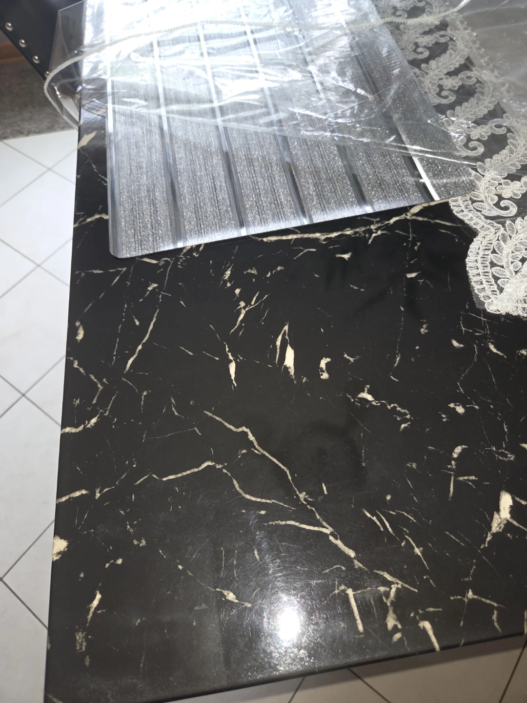 Black Marble Dining Table Set - photo 2