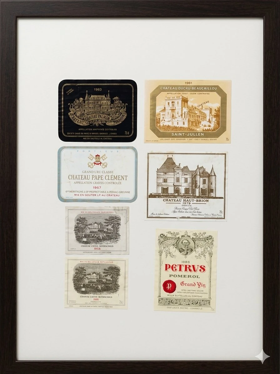 Rare Vintage Bordeaux Wine Labels (1964–1985)