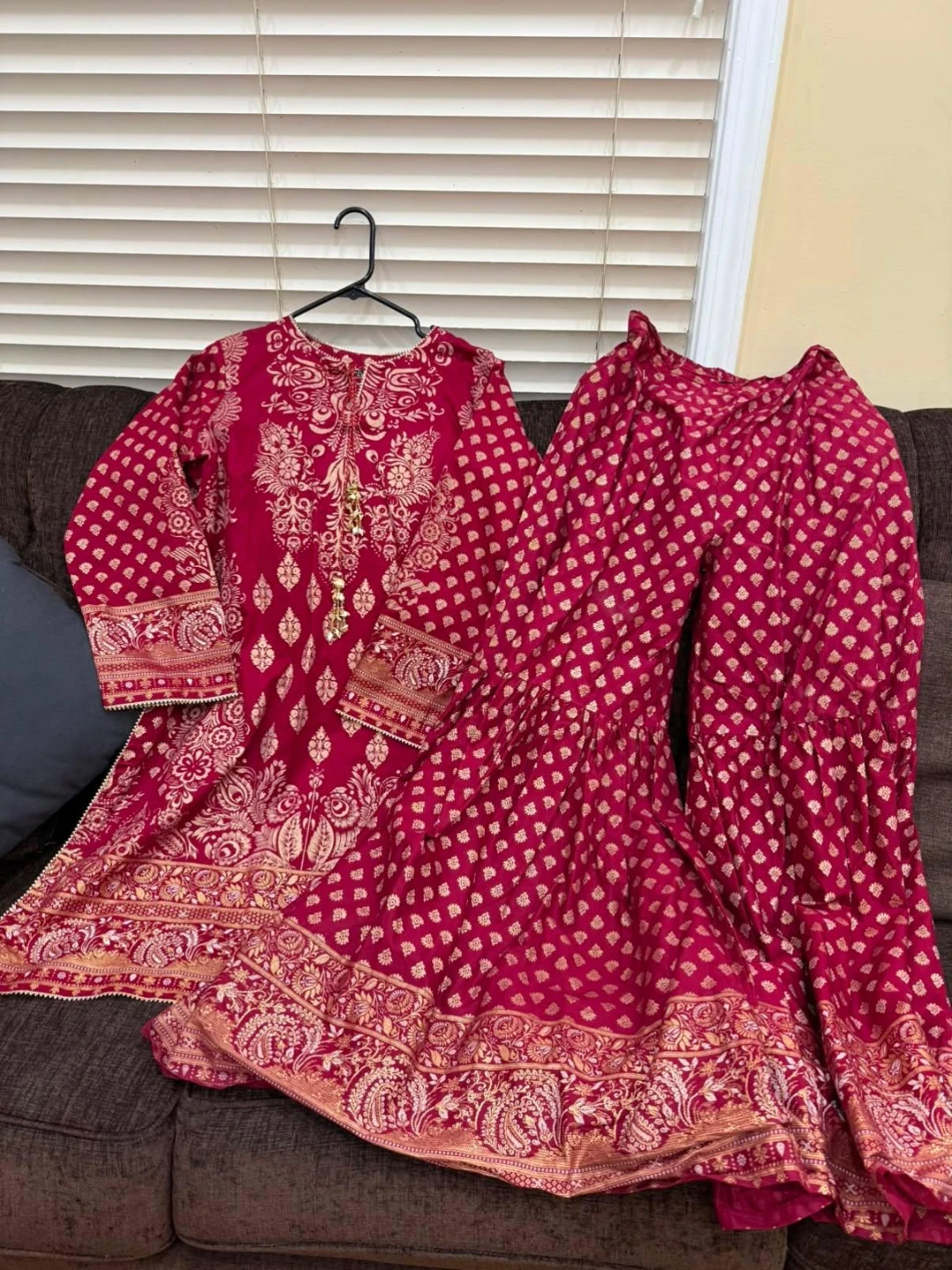 Limelight Glam Red Suit with garara pants Medium