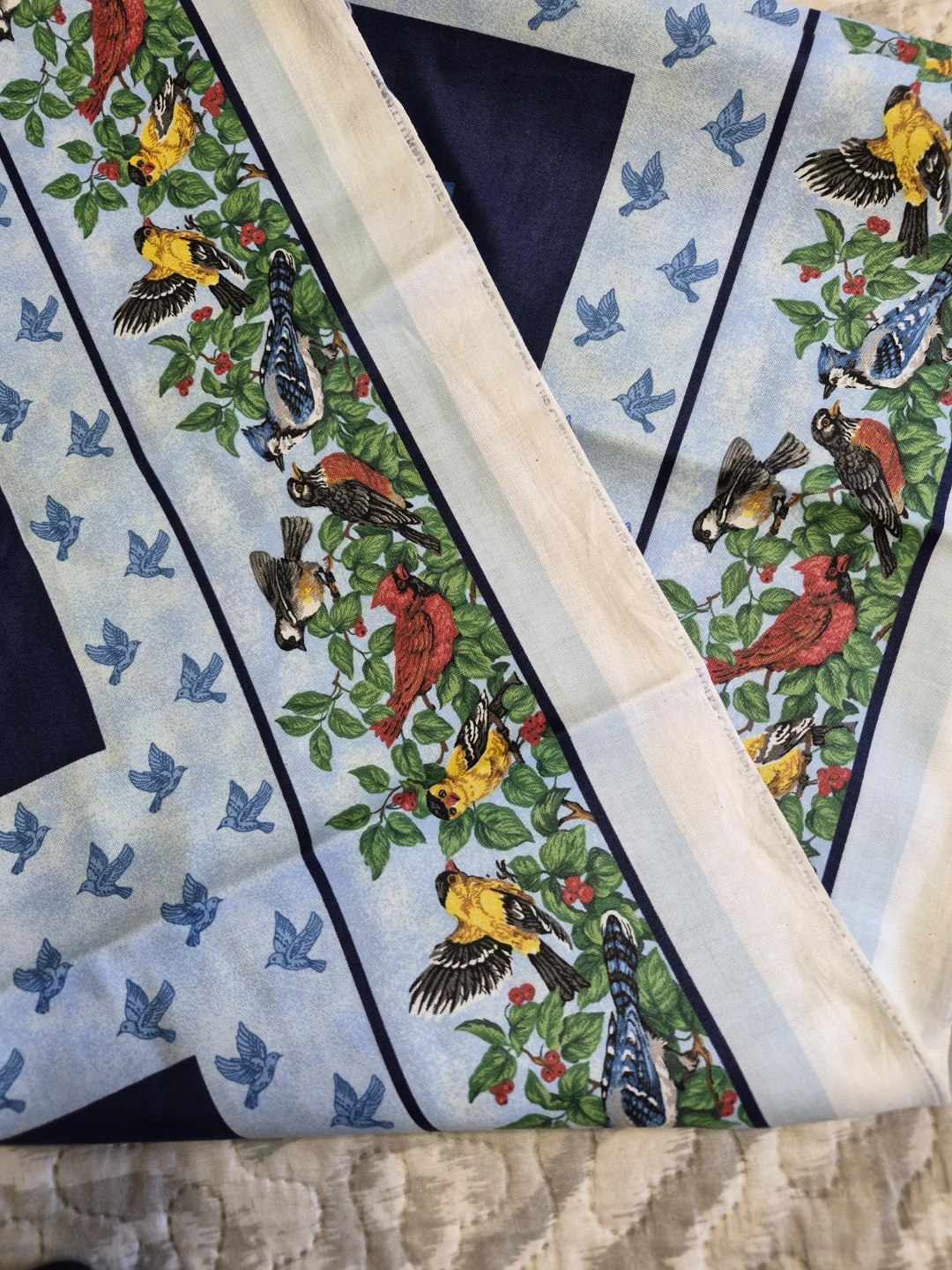 46" x 72" Piece of Material with Cardinals Blue Jay's Birds Cats - photo 5