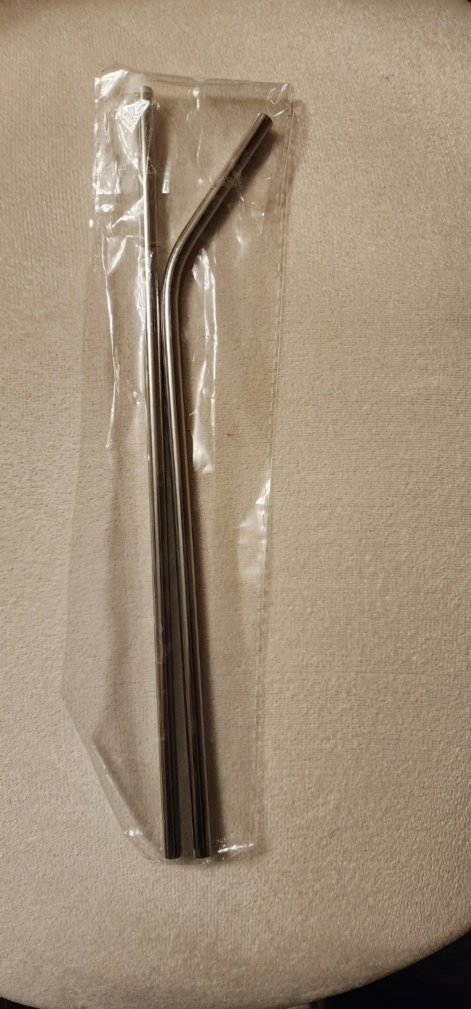 Two Stainless Steel Drinking Straws