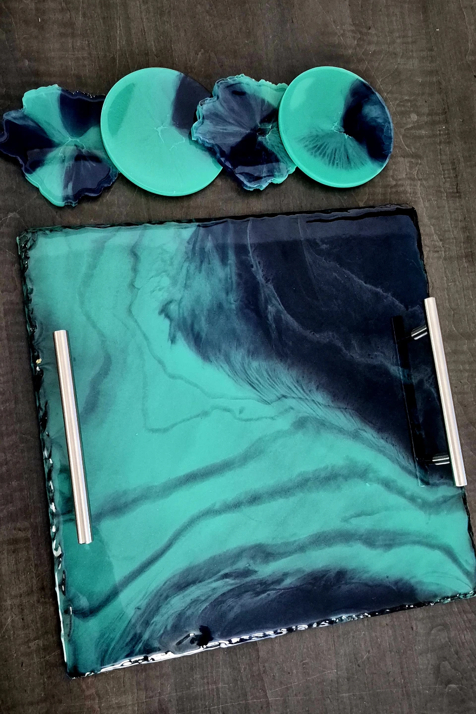Resin Serving Tray with Coasters