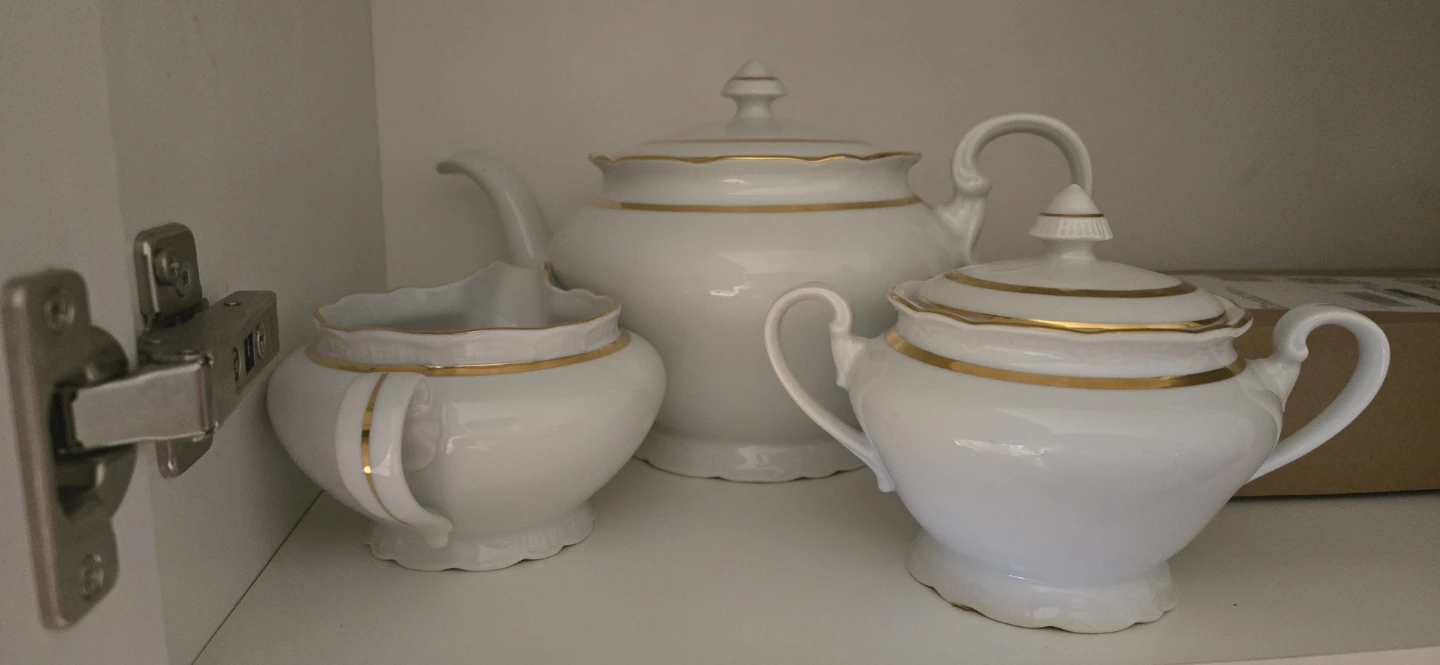 Vintage Porcelain Tea Set with Gold Trim