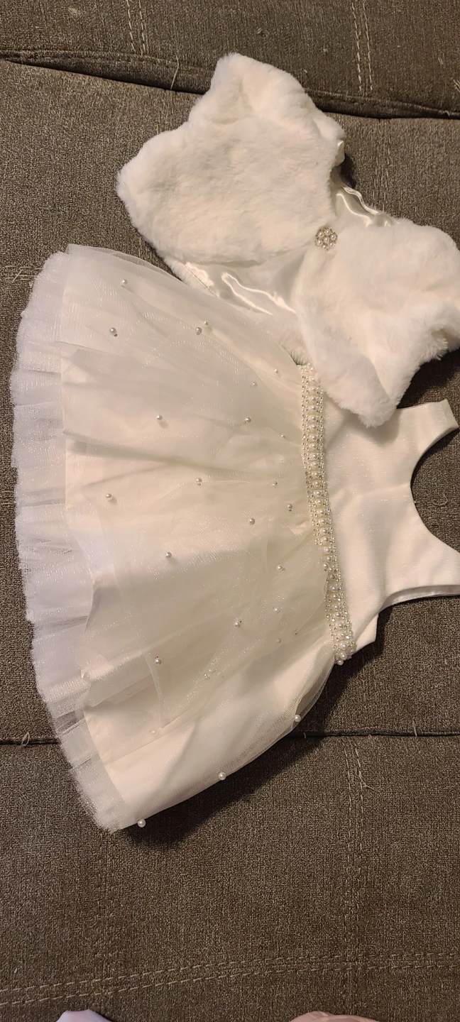 Couture Princess White Dress with Faux Fur Bolero