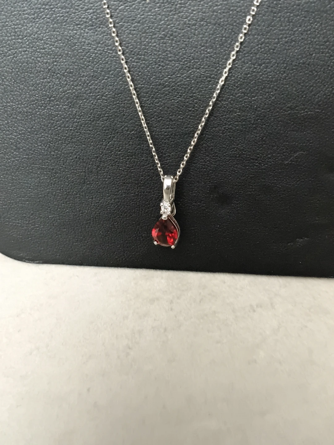 Sterling Silver 925Pear Cut Red  Necklace 925 - photo 3