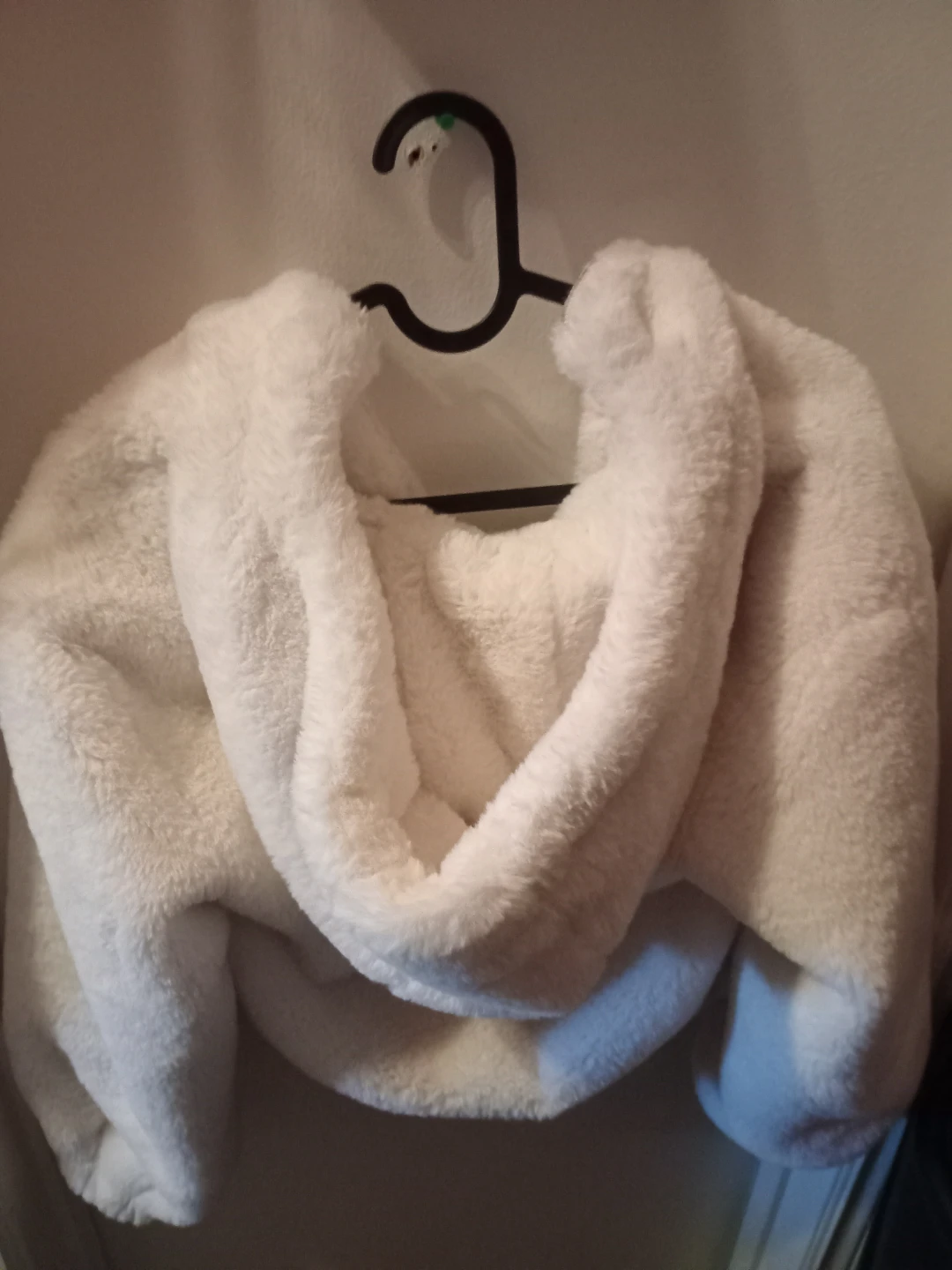 Bershka White Faux Fur Zip-Up Hoodie - 10-12 - photo 3