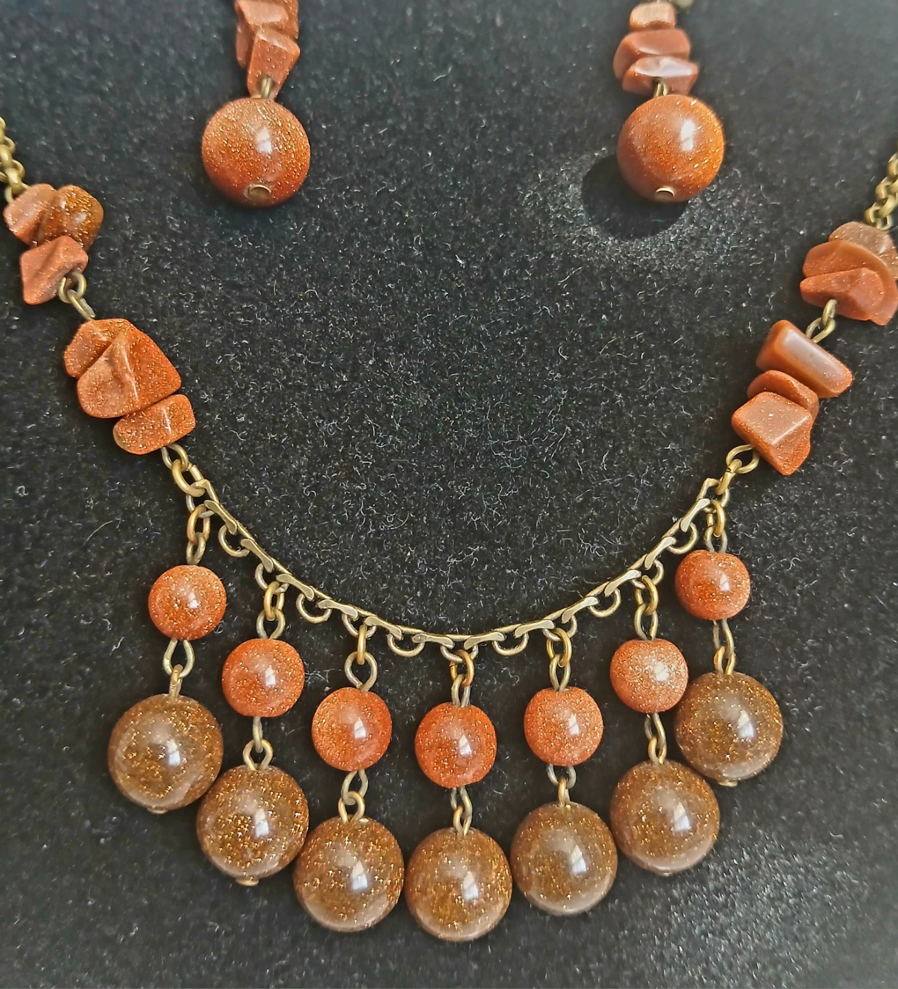 Goldstone Beaded Necklace and Earring Set - photo 2