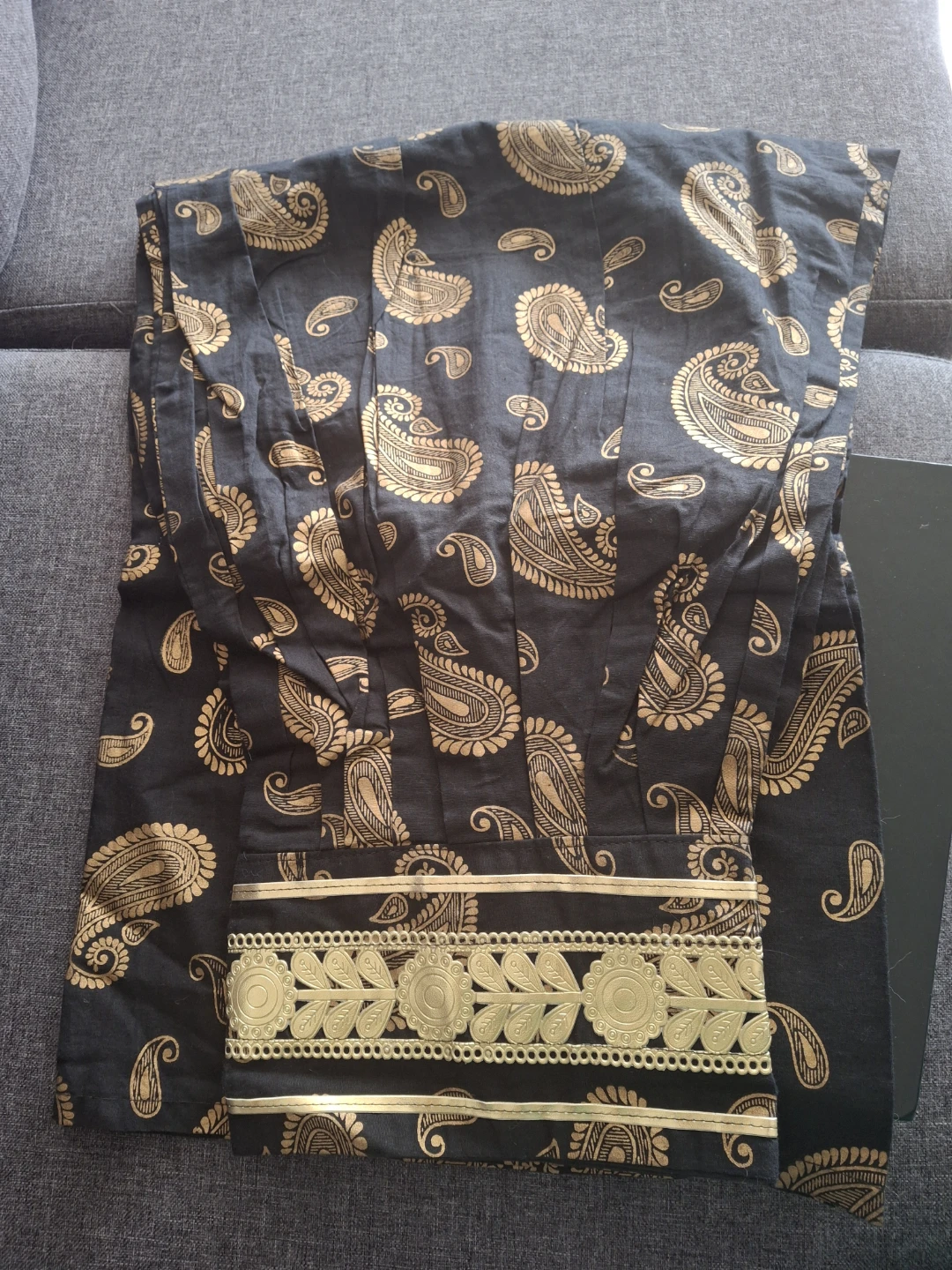 Black Paisley Print Pants - photo 3