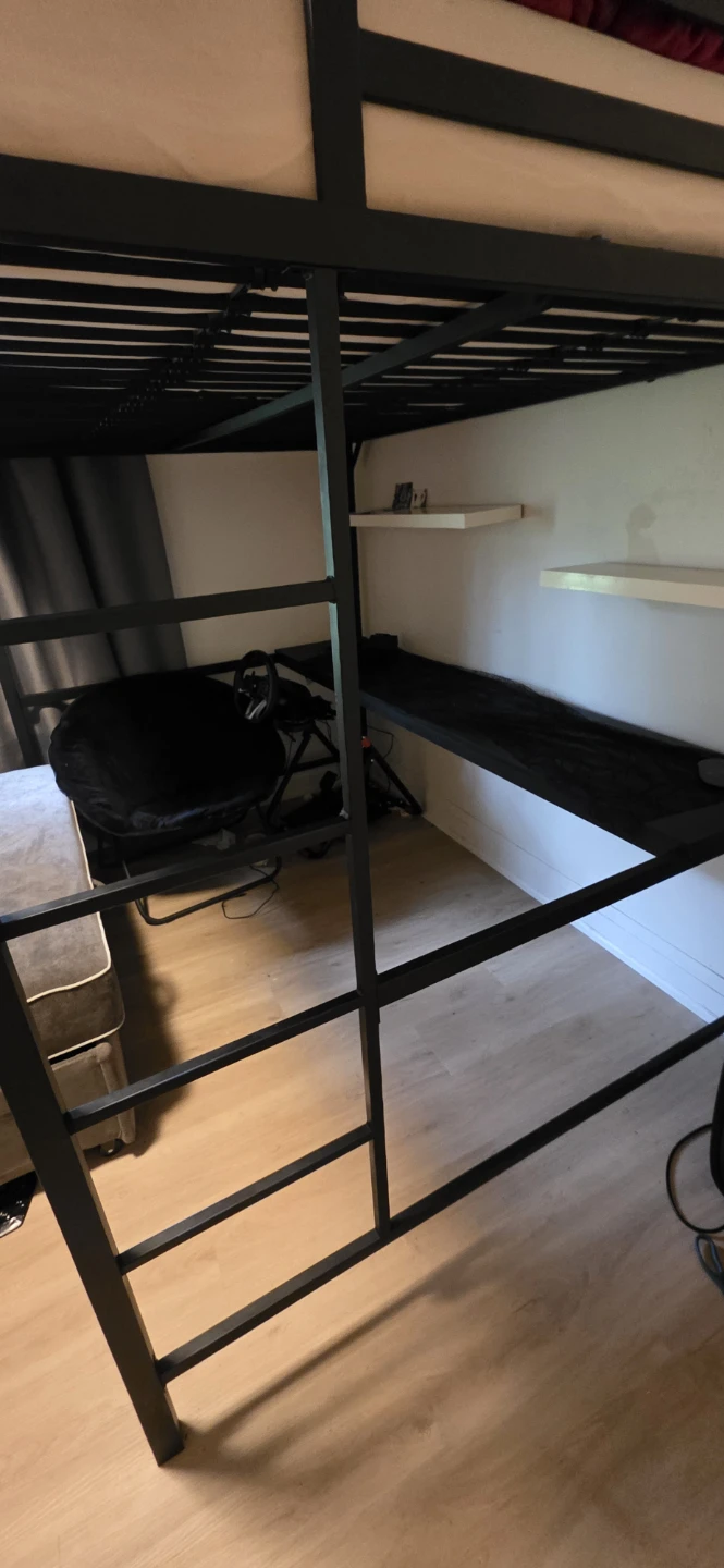 Black Metal Loft Bed with Integrated Desk - photo 3