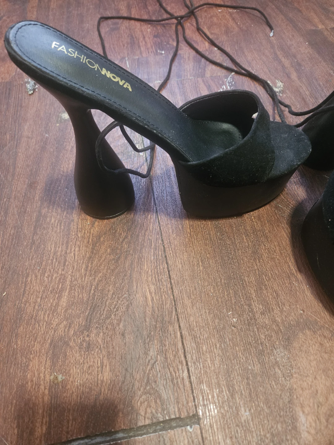 Fashion Nova Black Lace-Up Platform Heels - photo 3