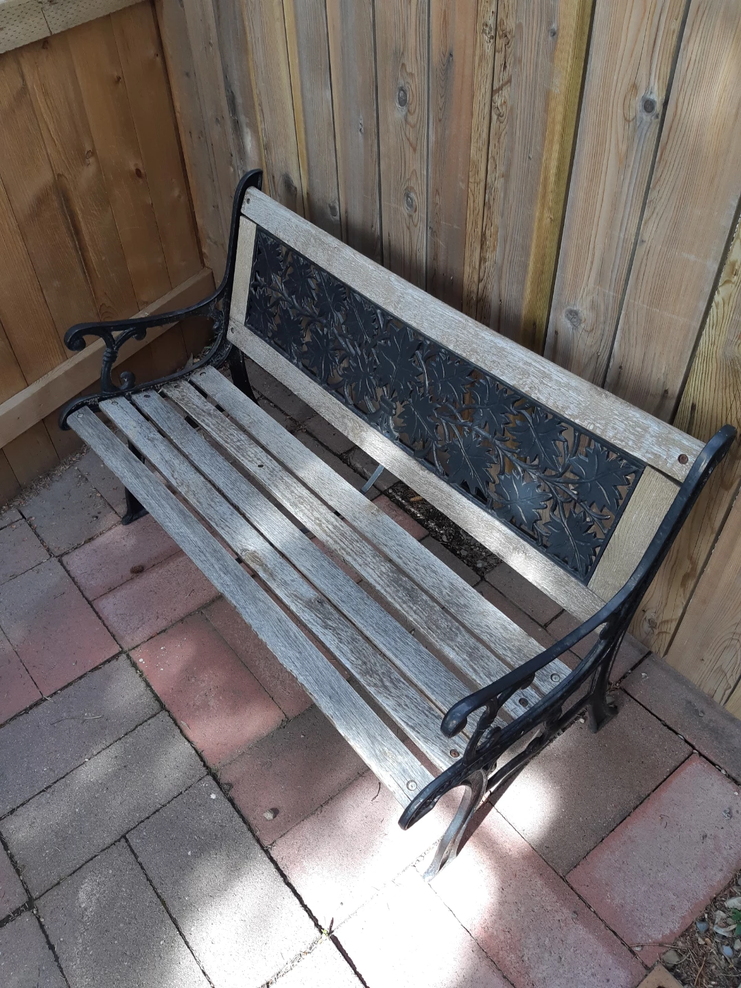 Rustic wooden wrought iron garden bench - photo 2
