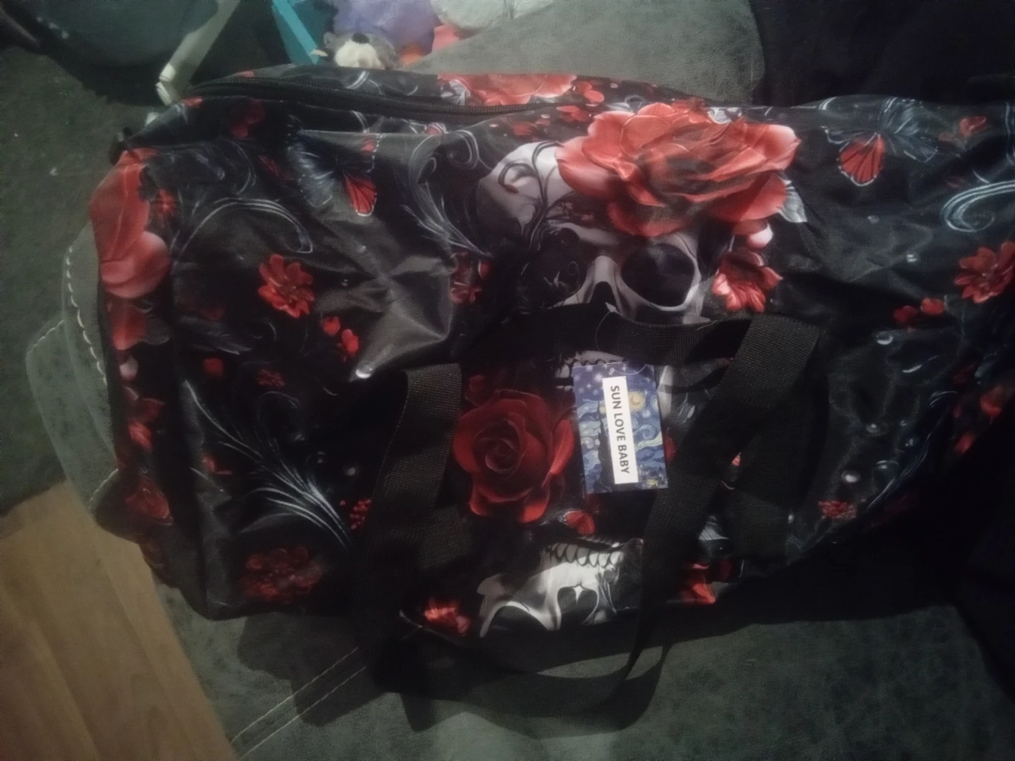 SUN LOVE BABY skull and rose print duffle bag - photo 3