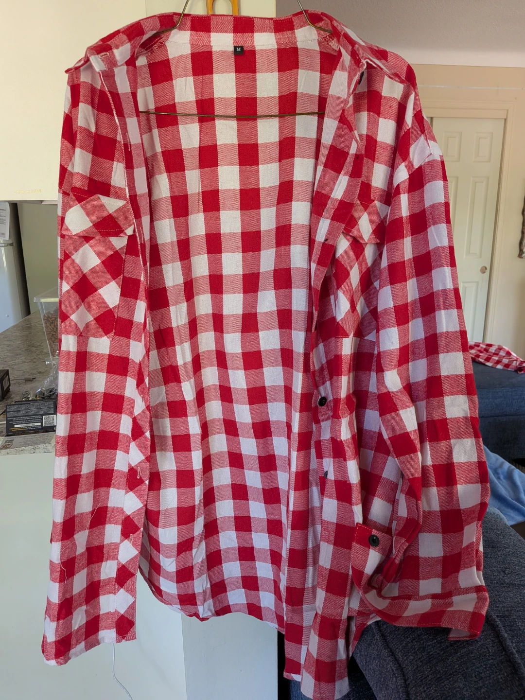 Red and white gingham button-down shirt - photo 5