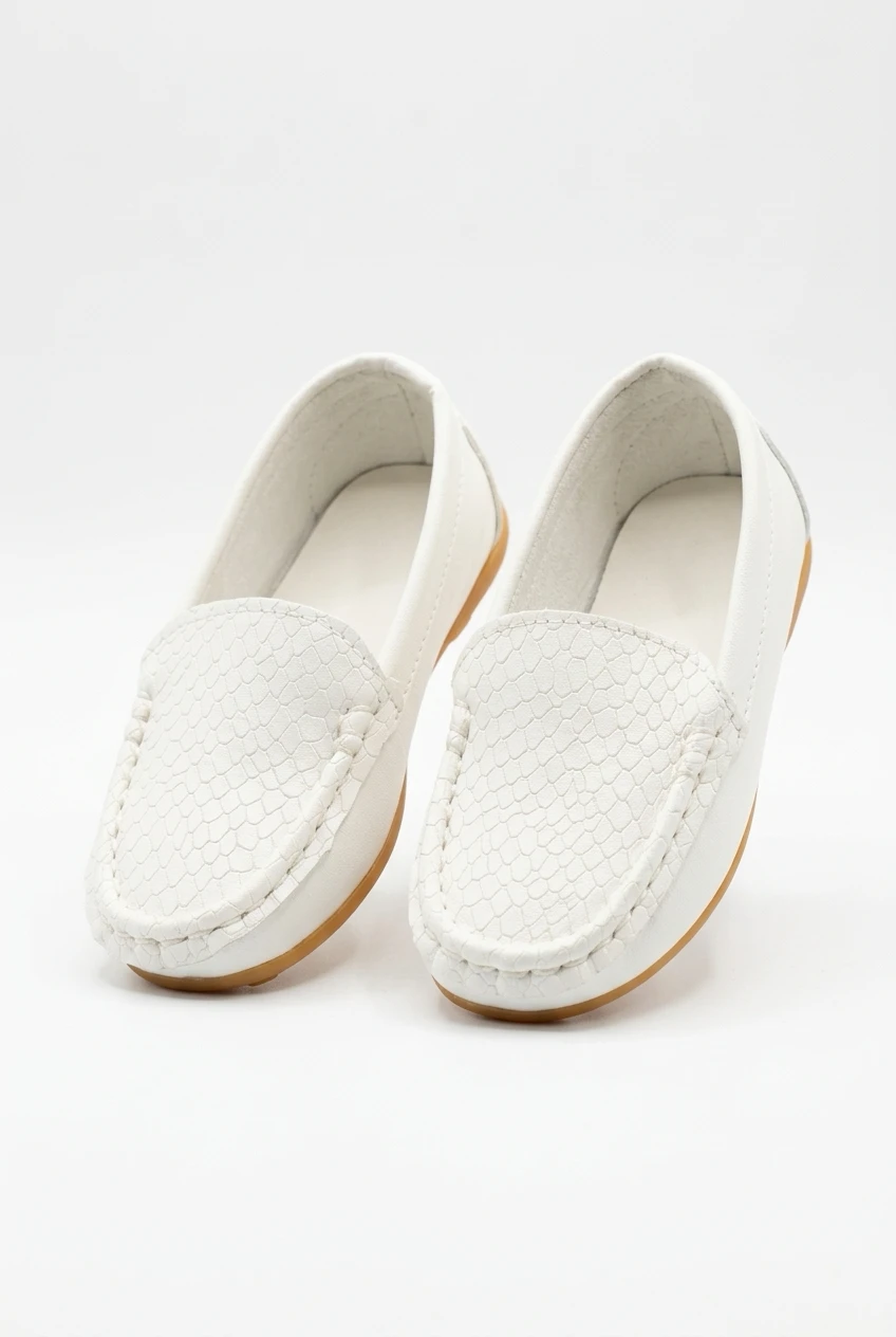 White Faux Snakeskin Slip-On Loafers - photo 2