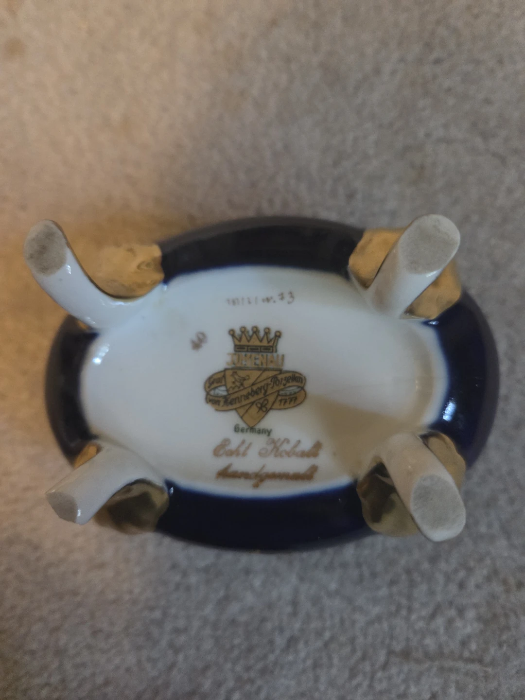 Vintage Ilmenau Henneberg Porcelain Cobalt Floral Trinket Box - photo 3
