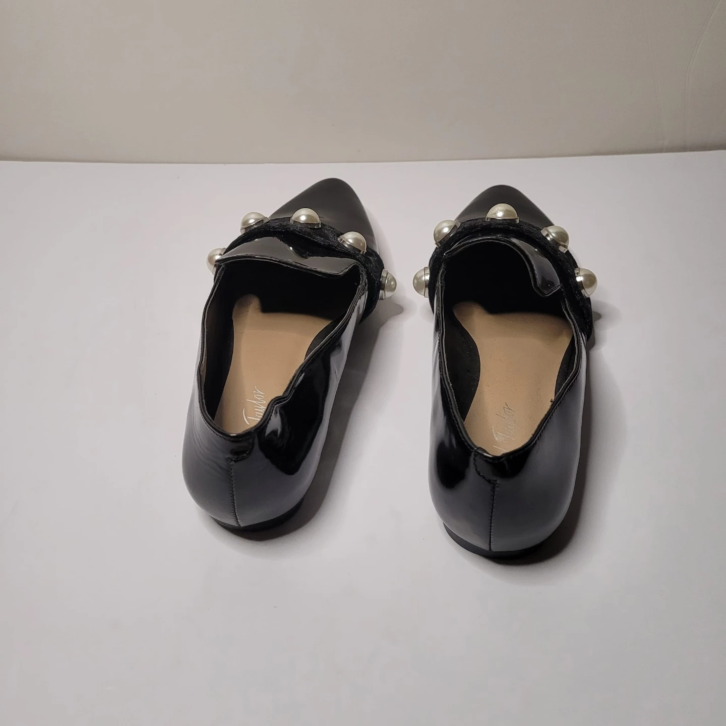 Lord & Taylor black loafers with pearl detail - photo 3