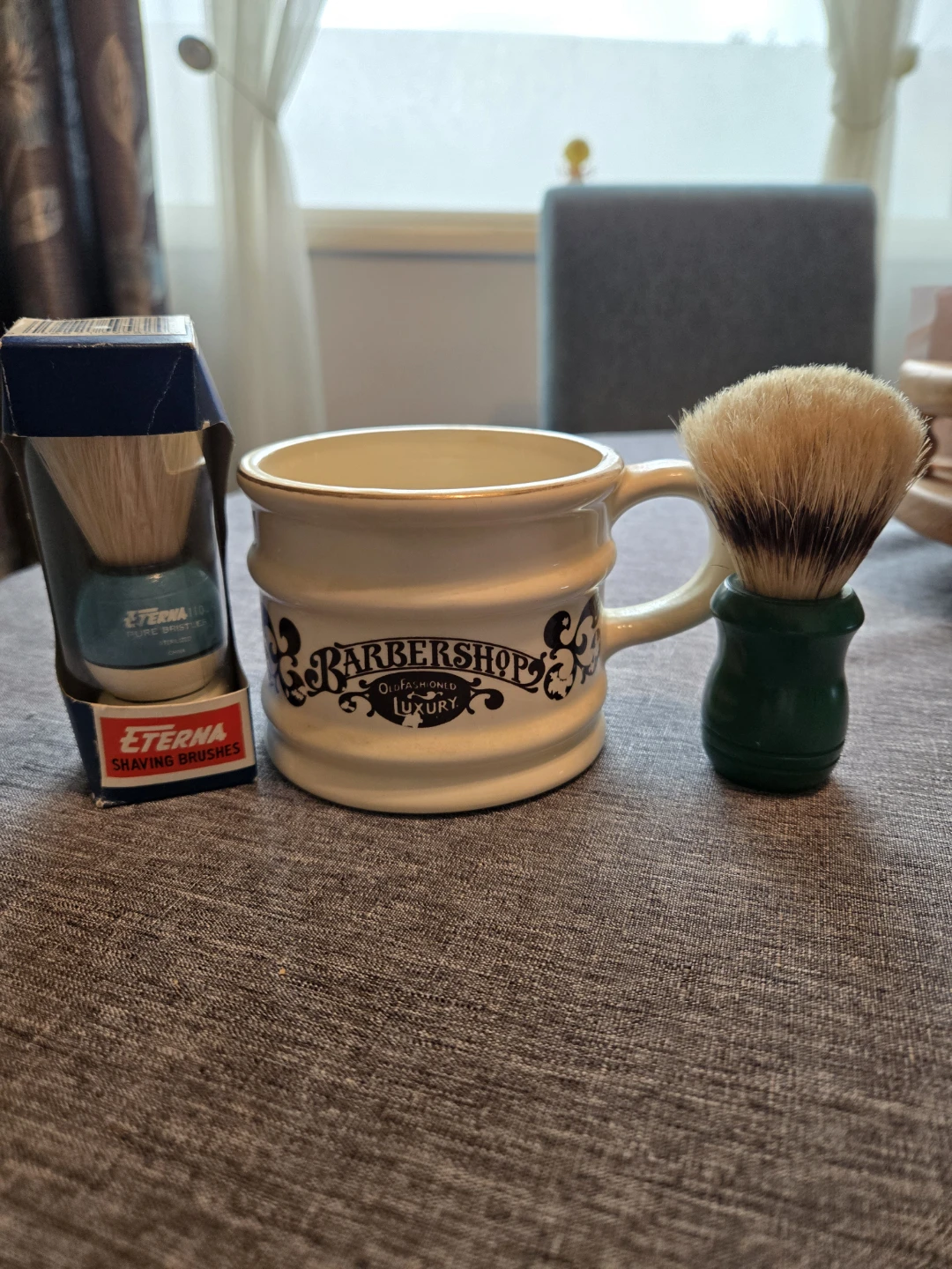 Eterna Shaving Brushes and Barbershop Mug