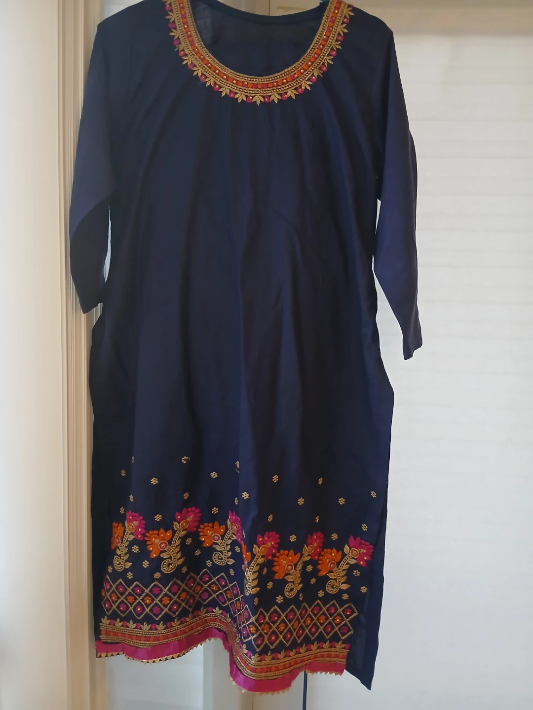 Embroidered Navy Salwar Kameez Set - photo 2