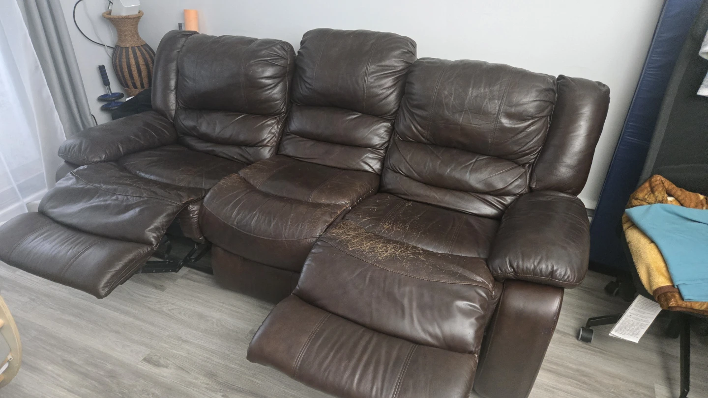Dark Brown Leather Reclining Sofa