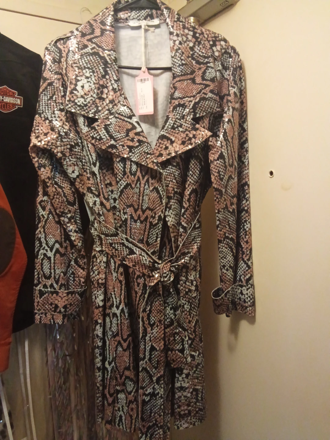 La Fille Des Fleurs Snake Print Trench Coat. Brand new