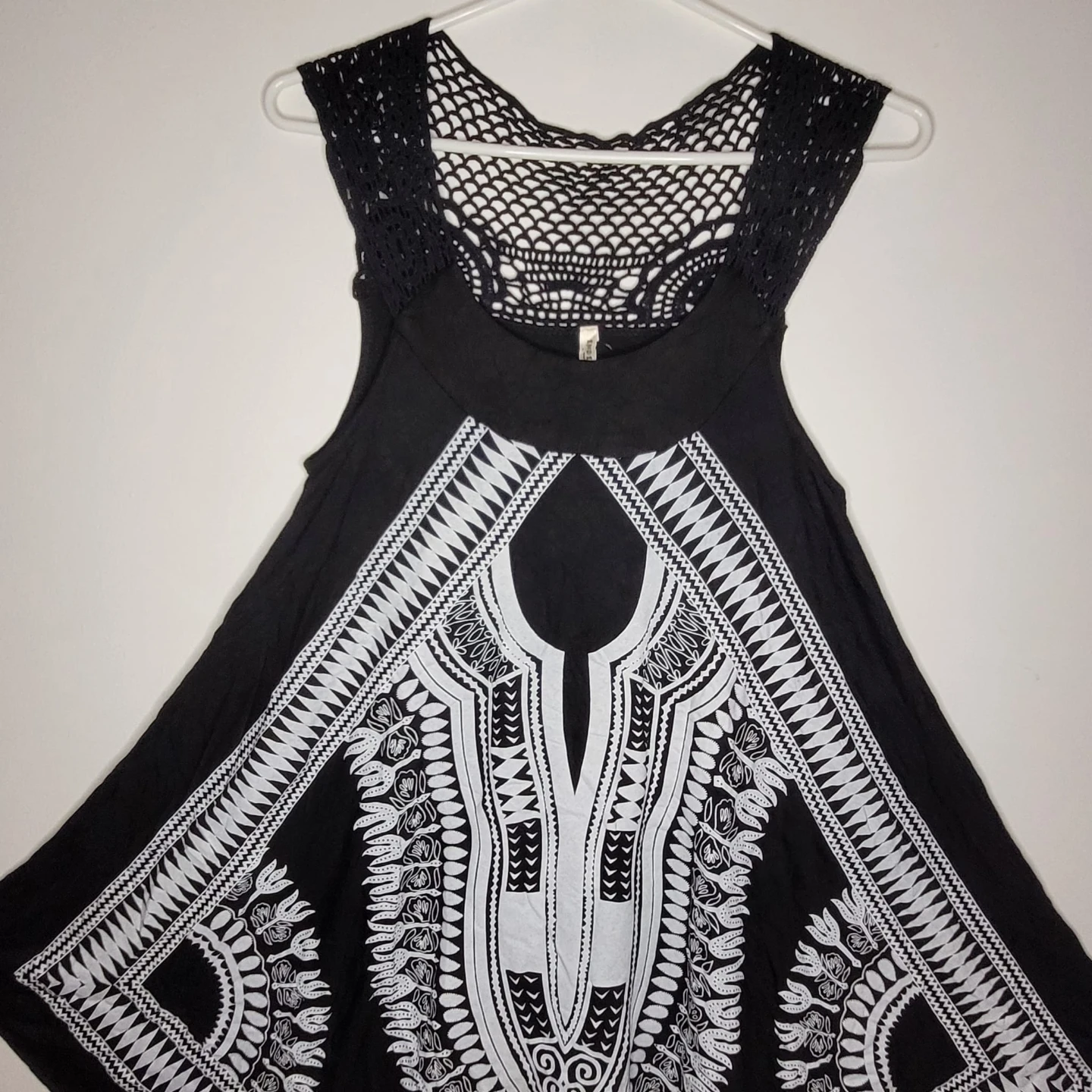 Black and White Dashiki Style Crochet Dress - photo 2