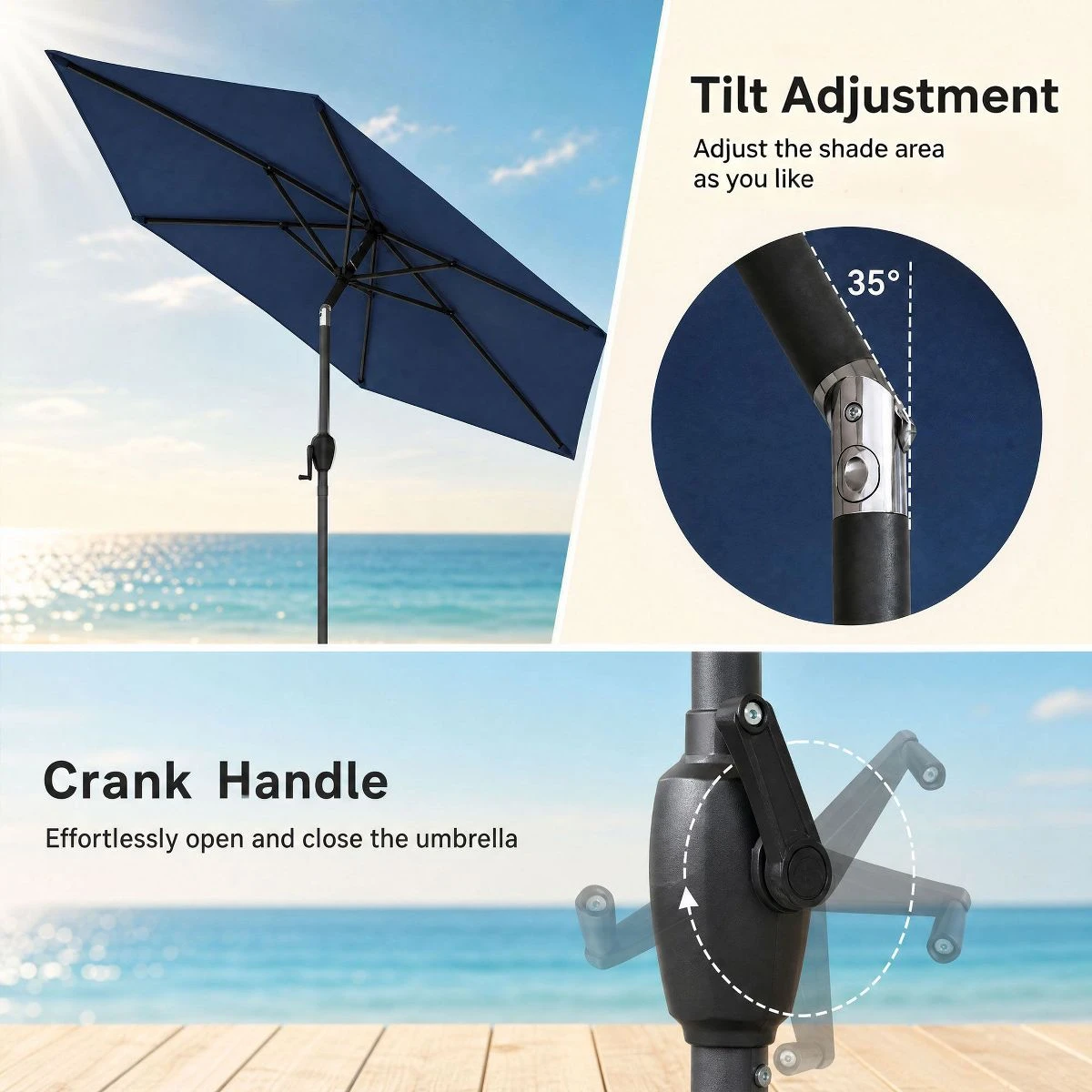 NEW In Box 7.5 Ft Blue Patio Umbrella (base separately $20)) - photo 3