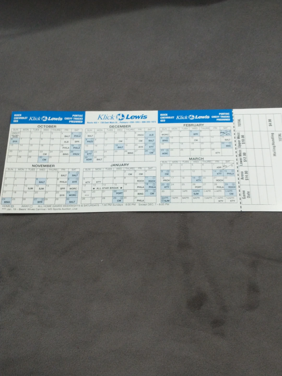 AHL Hershey Bears 1996-97 Pocket Schedule - photo 4