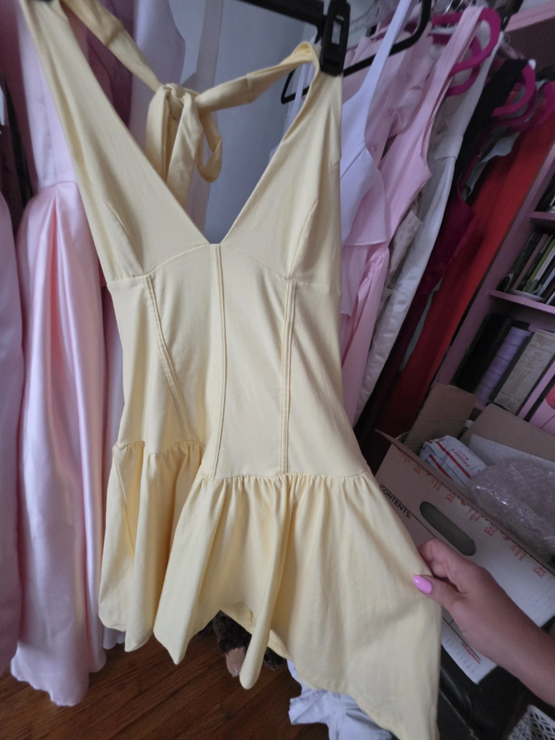Light Yellow Halter Mini Dress 🏈
