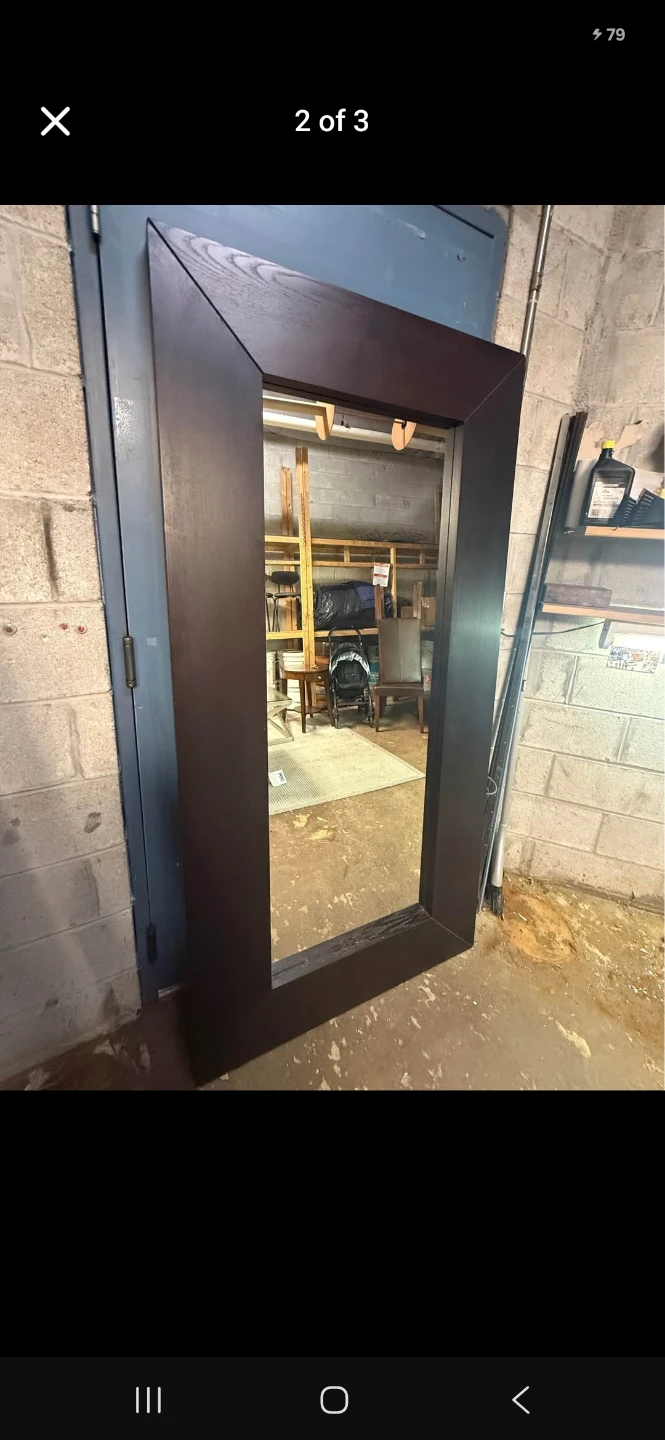 Large Dark Wood Wall Mirror - photo 2