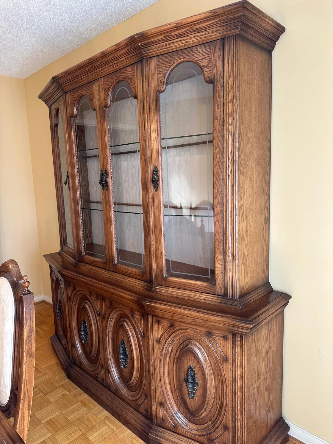 Large Wooden Dining Hutch with Glass Cabinet - photo 2