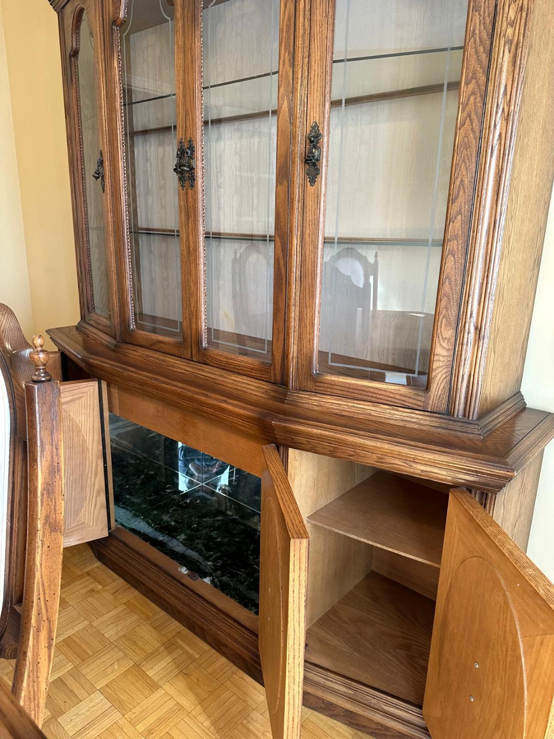 Large Wooden Dining Hutch with Glass Cabinet - photo 3