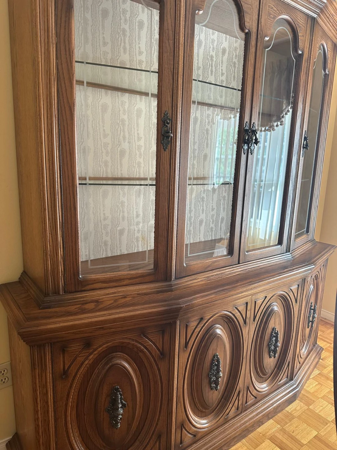 Large Wooden Dining Hutch with Glass Cabinet - photo 4