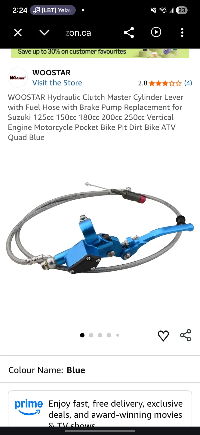 WOOSTAR Hydraulic Clutch Master Cylinder Lever - Blue