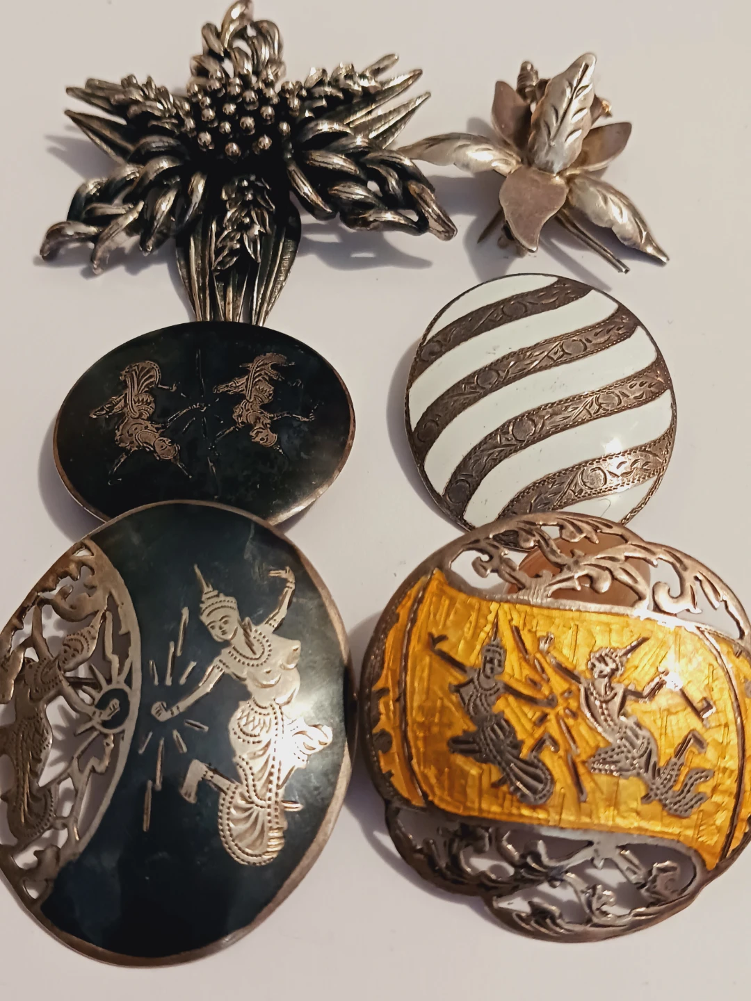 Sterling Silver 925 Lot of 6× Brooches - photo 2
