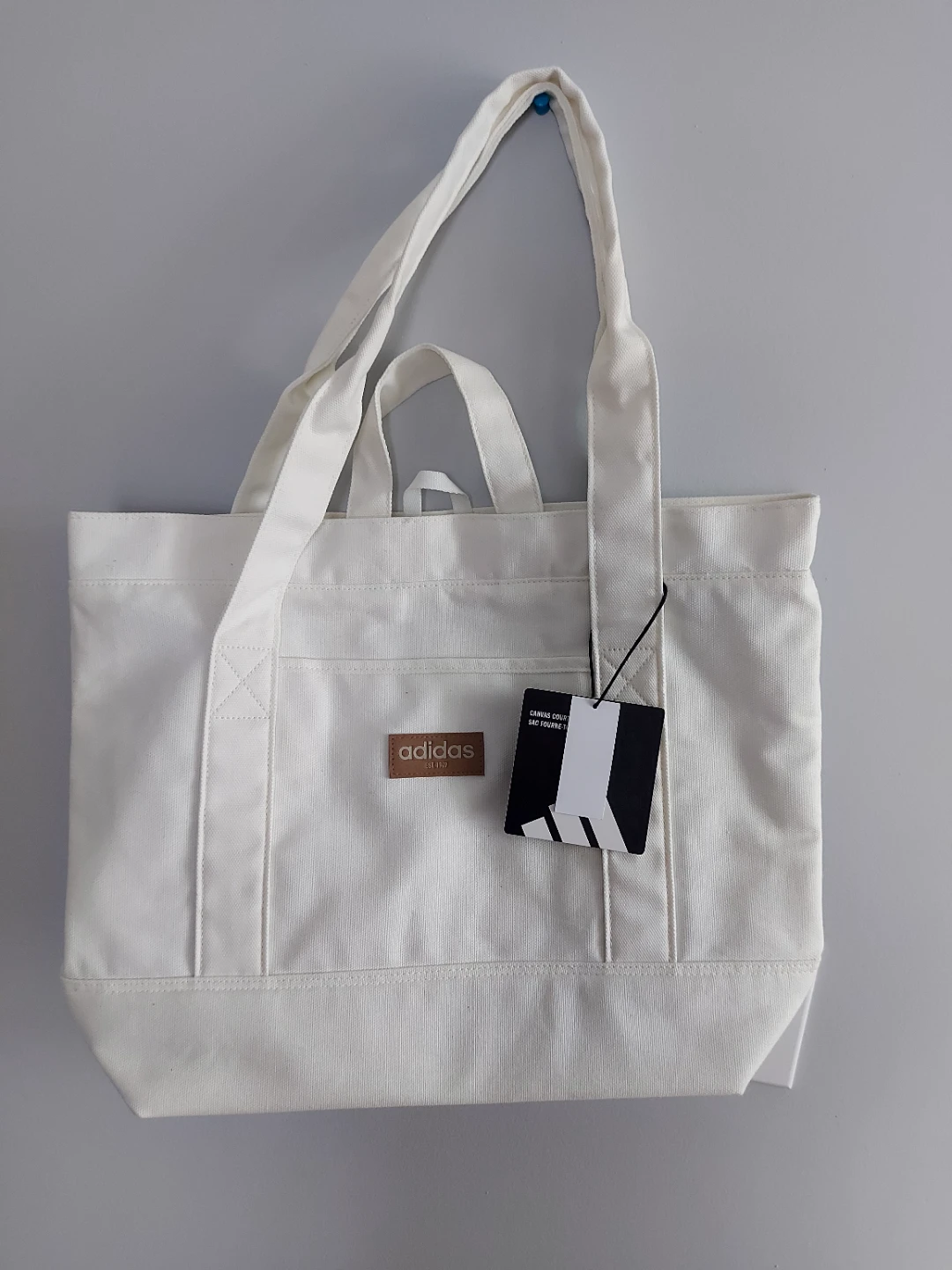 New Adidas Canvas Court Tote Bag White - photo 3
