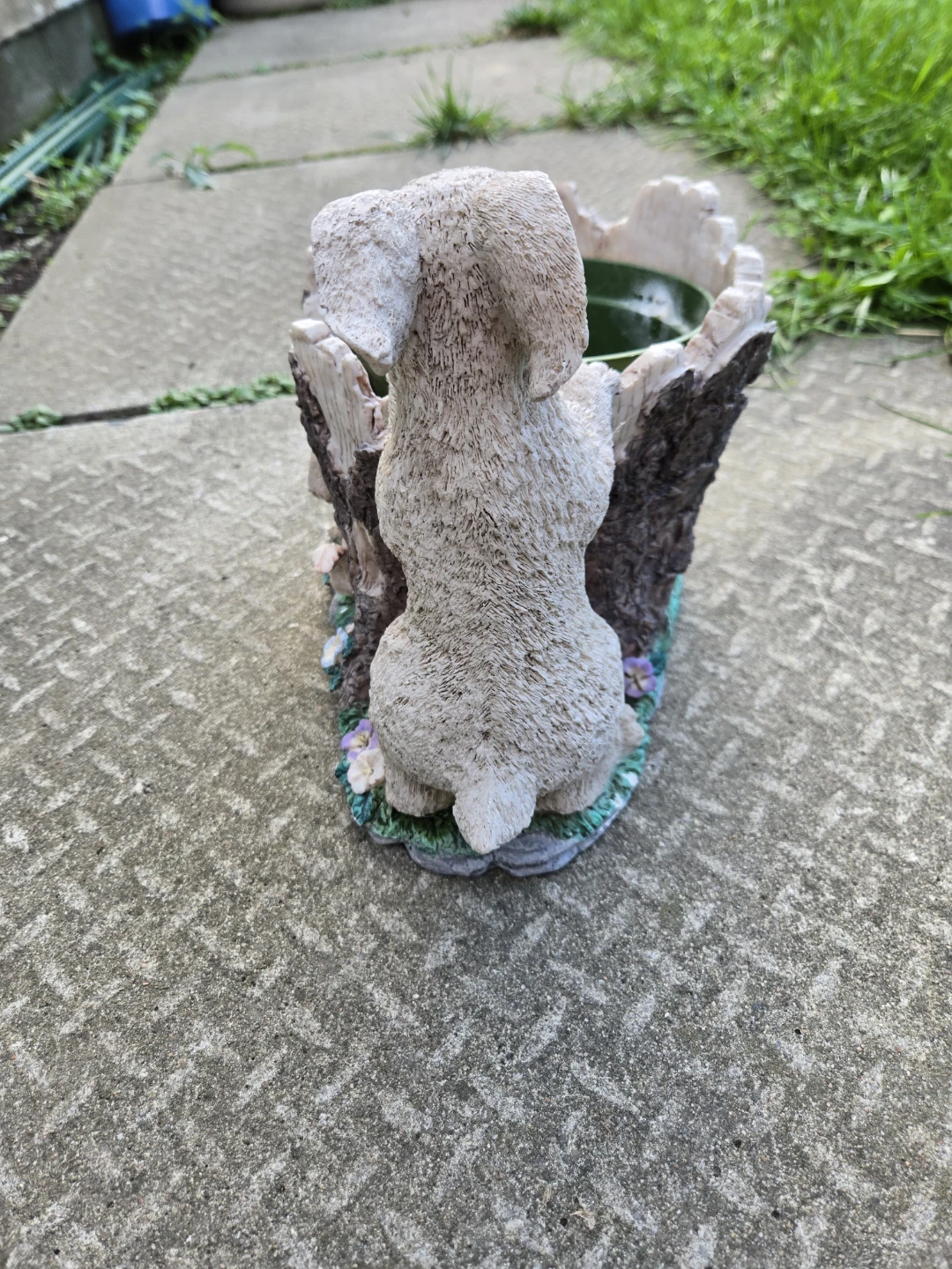 Decorative Bunny Tree Stump Planter - photo 4