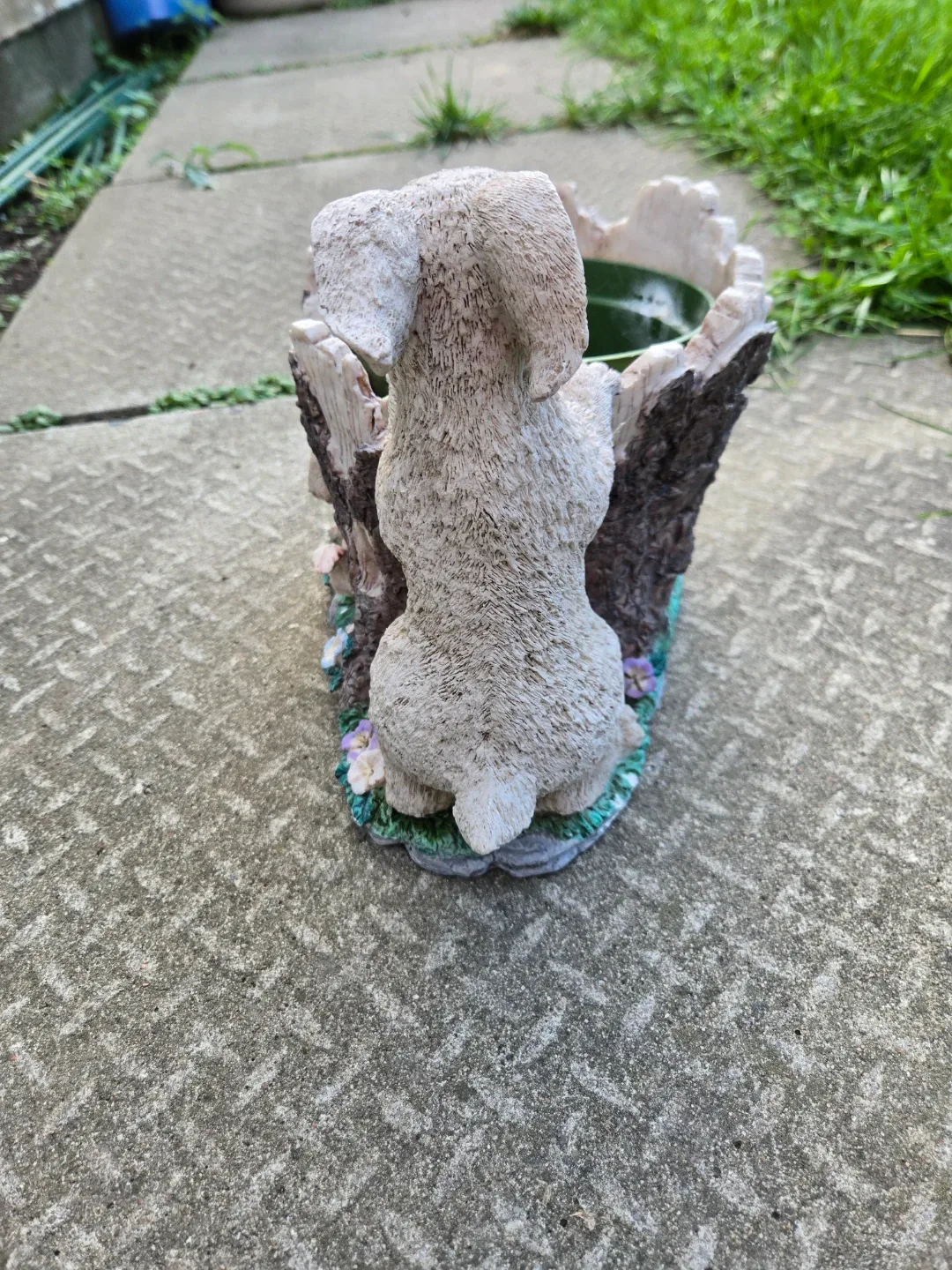 Decorative Bunny Tree Stump Planter - photo 4